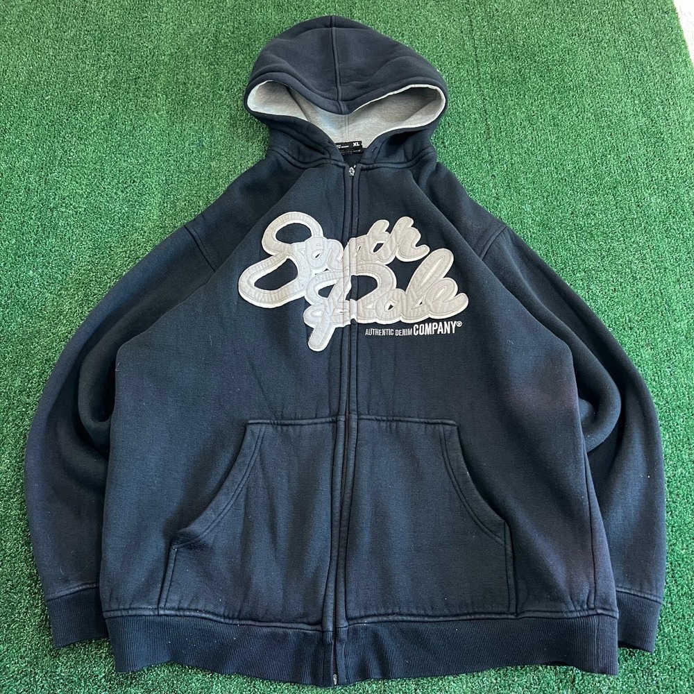 Vintage South‎ Pole Full Zip Hoodie Mens XL Black Hip Hop Spellout Y2K Pinkman